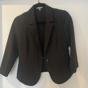 Black cropped sleeve blazer - M